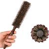 PERFEHAIR Spazzola rotonda piccola con setole di cinghiale e nylon, 1,8 cm, spazzola per capelli per asciugare, arricciare, uomini e donne, capelli corti, sottili, barba, manico in legno naturale