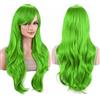 IMISSU 70 cm capelli lunghi acqua parrucche ondulate con frangia parrucca costume cosplay (Verde mela)
