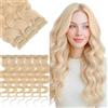 SEGOHAIR - Extension con clip in capelli veri, 6 pezzi, Highlights, Extension per capelli ricci, per capelli lunghi, Naturale per donne, biondo platino#60,25 cm, 31 g