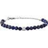 Breil, Collezione Wild, Bracciale Uomo con Pietre Naturali Sodalite Blu e Sfera Centrale in Acciaio Lucido IP Gun, Finitura Matt, Lunghezza Regolabile, Pratica Chiusura a Moschettone
