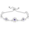 YOEE Braccialetto placcato argento margherita, braccialetto regolabile personalizzato con zirconia cubica, gioielli in argento, regalo di anniversario di compleanno per mamma lei, con scatola
