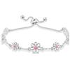 YOEE Braccialetto placcato argento con margherita, braccialetti personalizzati regolabili con zirconia cubica, gioielli in argento per anniversario e compleanno per mamma, con scatola