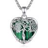 CELESTIA Donna Collana Albero della Vita, Ciondolo Cuore Malachite Placcato Argento, Gioielli Moda, Regali per la Mamma, Moglie, Figlia, Compleanno, Festa della Mamma, Natale