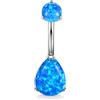 hengkaixuan Kzslive - Piercing per ombelico con doppia gemma G23, in titanio, 14 G, 10 mm e Titanio, colore: Opale blu goccia d'acqua, cod. KPA7212