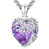 Eusense Collana Albero della Vita con Ciondolo Ametista Cuore Gioiello per Donna, Regalo per Anniversario, Compleanno o San Valentino