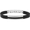 Breil, Collezione Snap, Bracciale Uomo Elegante e Moderno, in Maglia Milanese IP Black, con Placchetta in Acciaio Silver Specchiato, Lunghezza Regolabile 17.5-21 cm, Nero-Silver