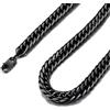 FindChic Collana Uomo Nero a Catena Cubana Miami in Acciaio Inossidabile Piatta 12mm Lunghezza 71cm Collana Uomo Acciaio Catena Stile Hip Hop Rapper