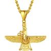 U7 Collana Pendente Faravahar Iraniano Cindolo + Catena di Grano Lunghezza Regolabile Larghezza 3 MM Sottile Acciaio Placcata Oro 18K con Confezione Stile Hip Hop Punk Collana Uomo Oro