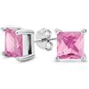 Bling Jewelry 2Ct Rosa Principessa Taglio Brillante Cubic Zirconia Piazza Cz Orecchini Per Le Donne .925 Argento 7Mm