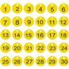 PATIKIL 1-30 Etichette Numerate Plastica Targhette Tonde Numerate per Identificazione ID Chiave Appendere a Dormitorio Portachiavi Scatola Palestra Armadietto, Giallo con Testo Nero