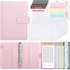 SKYDUE Raccoglitore Ad Anelli A6, Agenda Anelli Con 100 Buste Challenge,Raccoglitore Di Bilancio,Budget Binder, Raccoglitor Soldi, Budget Planner Con Buste(Rosa)