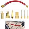 Zescyha 8 Pezzi Adattatore Valvola Bicicletta, Kit Gonfiaggio Bici per Auto, Palloni Materassini, con Adattatori AV DV SV, Prolunga Flessibile 16cm, Aghi per Palloni e Adattatore Conico per Compressori Pompe