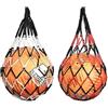 DNDGDLUA 2 Pezzi Borsa per Palloni da Basket, Borsa da Rete a Maglia, Borsa per Palloni da 1 Palla, Borsa da Rete Robusta, Borsa da Rete per Palloni da Basket, Pallavolo, Calcio (Nero Rosso + Nero