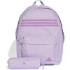adidas Unisex - Adulto Classic Unisex 3 Stripes Horizontal Backpack, Black/White/White, One size