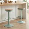 Kidol & Shellder Set di 2 sgabelli da bar, colore verde menta, regolabili in altezza, 56-80 cm, girevoli, senza schienale, seduta in legno, con poggiapiedi, sgabello da cucina