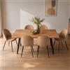 Dmora - Set di 6 sedie Stinson, Poltrona rivestita in velluto, Sedia da pranzo imbottita, Seduta per riunioni, 51x54h82 cm, Beige