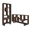Skraut Home | Libreria scaffale | Scaffali in legno a ripiani | 174x67x31cm | Design industriale | Stile moderno | Rovere scuro
