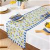 furn. Lemons Table Runner Da Tavolo - Lavabile A Righe Frutti Mediterranei Asciugatura Rapida Decorazione Da Tavolo (Blu - 220x35cm)