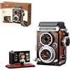 PAN TASY PANTASY Set di mattoncini retrò per costruzione di fotocamera per adulti, modello classico di fotocamera a doppia lente reflex con funzioni interattive, fotocamera vintage modello da collezione come