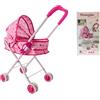 Generico Passeggino per Bambole con Cappottina Pieghevole Metallo Plastica Carrozzina Richiudibile per Bambine Giocattoli Bimbe Passeggino per Bambole Passeggino Carrozzine (CARROZZINA METALLO IN SCATOLA)