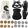 SHDIEHJFMLDH Accessori Costume per Ladri,Maschera+Coin+Guanti+Borse,Set di Costumi per Ladri,Cosplay Bandito Ladri,per Carnevale Festa a Tema Halloween