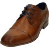 bugatti Scarpa Bassa Business In Pelle, Derby Con Punta Incrociata E Linee Eleganti, Scarpe Stringate Derby Uomo, Cognac, 43 EU