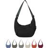 Lushandy Borsa a tracolla in nylon a mezzaluna Luna da donna, tracolla leggera, stile casual, A Nylon-nero, 13.4x8.7x3.5 inches