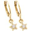 JEWELS BY LEONARDO Orecchini Ciao Sattelite - 1 paio di orecchini in acciaio inox dorato - Zirconia incastonata nella stella pendente - Gioielli regalo per donne - 024987, Eine Grösse, Acciaio