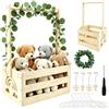 Tuxvealu Regali Baby Shower - Cesto Nascita Bimbo in Legno con Gruccia e Ghirlanda | Scatola Organizzatore per Cesto Prodotti Neonato, Cesto Portagiochi Bambini, Set Bagno e Idee Regalo Nascita