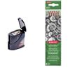Derwent Set Derwent Temperamatite a Doppio Foro in Metallo Resistente, Adatto a Matite da Disegno e Matite Colorate, Fori da 11.5-8.25 mm, Nero, 2306123 + 6 matite grafite 2H-3B, confezione da 6, 2300086