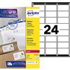 Avery 960 etichette autoadesive bianche L7159-40, 63,5 x 33,9 mm, fogli A4, fogli A4, per stampanti laser, anti-inceppamento, carta FSC, indirizzi, spedizioni