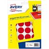 Avery Confezione da 240 etichette multiuso, 30 mm, colore: Rosso