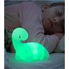 InnovaGoods - Lampada LED Dinosauro Multicolore Lightosaurus, Luce Notte per Bambini, Decorazione Camera, Sicura e Non si Surriscalda, RGB, Include Batterie, Bianco, Vinile