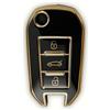 RUXYAXFOL 2 Pezzi,Custodia per Chiave Auto in TPU compatibile con Peug eot 2008/3008/208/308/508/Rifter, Citroen Cactus/Berlingo/Picasso/Xsara/Jumpy/C3/C4，nero-oro
