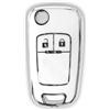 RUXYAXFOL 2 Pezzi，Copertura per chiave TPU compatibile con Op-el Vauxhall Adam, Astra, Corsa, Meriva, Mokka, Movano, Zafira Tourer, Buick, Chev-rolet Trax - Cover a 2 pulsanti，bianco-argento