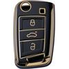 RUXYAXFOL 2 pezzi RUXYAXFOL TPU custodia per chiavi auto, adatta per VW Touareg Touran Seat Leon Fabia Ibiza Skoda Fabia Octavia Superb Polo Golf 7 Mk7 custodia chiavi auto oro nero