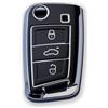 RUXYAXFOL 2 pezzi RUXYAXFOL TPU custodia per chiavi auto, adatta per VW Touareg Touran Seat Leon Fabia Ibiza Skoda Fabia Octavia Superb Polo Golf 7 Mk7 custodia chiavi auto nero e argento