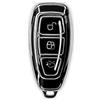 RUXYAXFOL 2 Pcs Custodia per chiave auto in TPU,adatta per Ford B-Max, C-Max, Galaxy, Grand C-Max, S-Max, Ford Fiesta, Focus, Kuga, Mondeo - Custodia protettiva per chiave Keyless-Go a tre tasti nero-argento