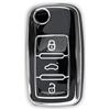 RUXYAXFOL 2 pezzi RUXYAXFOL TPU protezione chiave auto per VW Golf 4/5 Mk6/MK7, GTI, Plus, R, Skoda, Passat, Polo, Seat serie casi chiave auto nero e argento