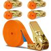 MOYKSRR Cinghie di Fissaggio a Cricchetto, Cinghia a Cricchetto 6m x 25mm, Carico Resistenza Fino a 800 kg - Cinghie a Cricchetto per Fissaggio del Carico, Campeggio, Traslochi (Arancione)