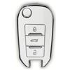 RUXYAXFOL 2 Pezzi,Custodia per Chiave Auto in TPU compatibile con Peug eot 2008/3008/208/308/508/Rifter, Citroen Cactus/Berlingo/Picasso/Xsara/Jumpy/C3/C4，bianco-argento