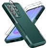 UITUIM Cover per Samsung Galaxy A57 5G Militare Antiurto Case con Vetro Temperato Pellicola Fotocamera Protezione Dura Silicone Resistente Completa Protettiva Custodia,Verde Scuro