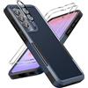 UITUIM Cover per Samsung Galaxy A37 5G Militare Antiurto Case con Vetro Temperato Pellicola Fotocamera Protezione Dura Silicone Resistente Completa Protettiva Custodia,Blu