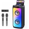JYX Karaoke con 2 Microfono, 250W Cassa Bluetooth Grande, IPX4 Altoparlante Portatile Bluetooth 5.3 con luce RGB, Canta tu Sistema PA per Adulti, Supporta TF/USB, AUX, FM, TWS