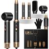 UKLISS 5 in 1 Hairstyler, Spazzola Asciugacapelli & Hair Dryer Set con Arricciacapelli Auto, Phon per Capelli, Thermal Brush, Spazzola Lisciante per Capelli, Regali per Donne Styling - Nero