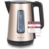 EMERIO WK-122829.8 - Bollitore a doppia parete, 1,7 l, edizione satinata, 2200 W, spegnimento automatico, protezione contro il surriscaldamento, senza fili su base a 360°, apertura coperchio premendo