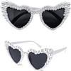 YOYEAH 2 Pezzi Cuore Occhiali da Sole Bianco - Retro Cuore Occhiali con Perla Design - Occhiali da Sposa - Occhiali da Sposa - Occhiali da Sposa - Occhiali da Sposa, Occhiali da scapolo