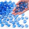 Meschett 0.44 kg de billes de verre Bleu pâle, perles de verre Plates pour vases, cailloux pour décoration d'Aquarium, pierres de mancala, remplissage de Vase (env. 85-100 pièces)