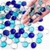 Meschett 440g Ciottoli di Vetro, Vetro Traslucido di Pietre Colorate Decorative, Pietre per Acquario, Pietre Decorative per Vasi, Vetro Sassi per Acquario, Blu Misto
