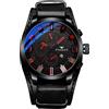 JewelryWe Orologio al quarzo da Polso,Orologio Punk Militare da Uomo, con Calentario,cinturino in Cuoio,Regalo per Uomini